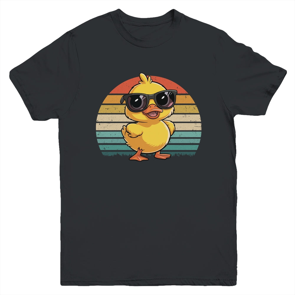 Cool Yellow Rubber Duck In Sunglasses Retro Funny Duck Lover Youth Shirt | siriusteestore