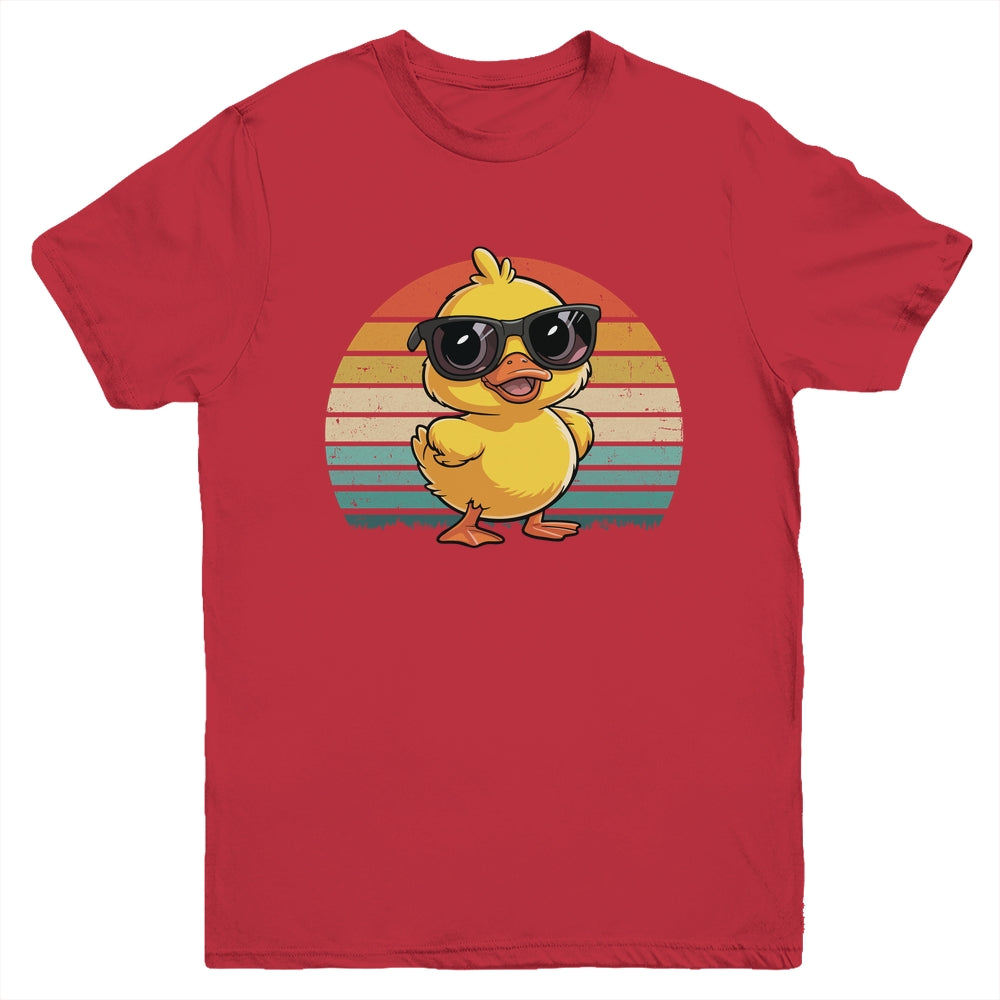 Cool Yellow Rubber Duck In Sunglasses Retro Funny Duck Lover Youth Shirt | siriusteestore
