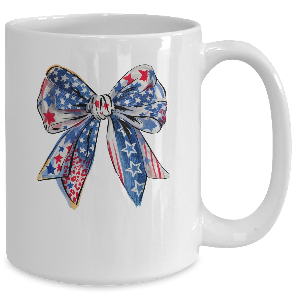 Coquette American Flag Coquette Bow Fourth Of July Freedom Mug | siriusteestore