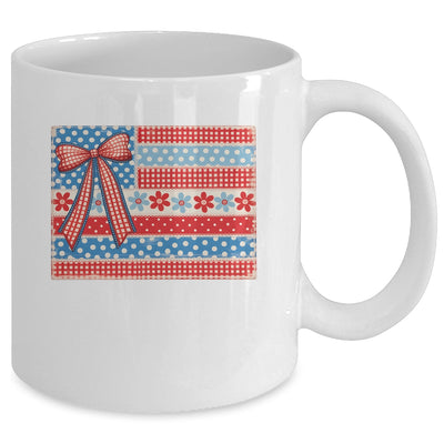 Coquette American Flag Patriotic Bow Checkered 4th Of July Mug | siriusteestore
