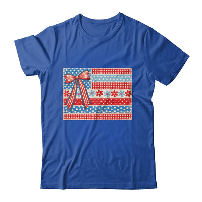Coquette American Flag Patriotic Bow Checkered 4th Of July Shirt & Tank Top | siriusteestore