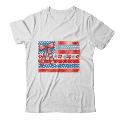 Coquette American Flag Patriotic Bow Checkered 4th Of July Shirt & Tank Top | siriusteestore