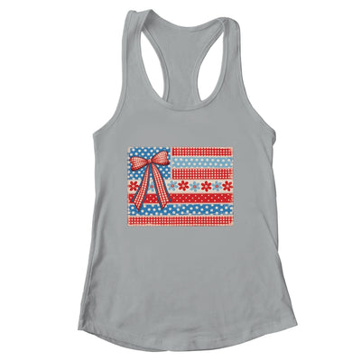 Coquette American Flag Patriotic Bow Checkered 4th Of July Shirt & Tank Top | siriusteestore