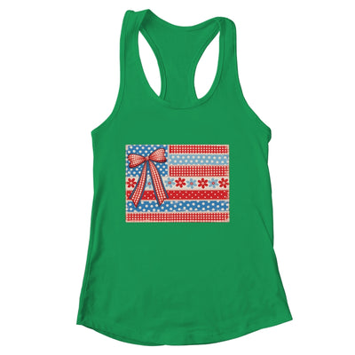 Coquette American Flag Patriotic Bow Checkered 4th Of July Shirt & Tank Top | siriusteestore