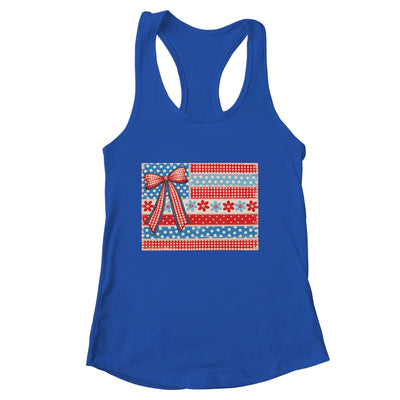 Coquette American Flag Patriotic Bow Checkered 4th Of July Shirt & Tank Top | siriusteestore