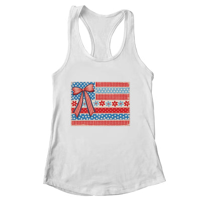 Coquette American Flag Patriotic Bow Checkered 4th Of July Shirt & Tank Top | siriusteestore