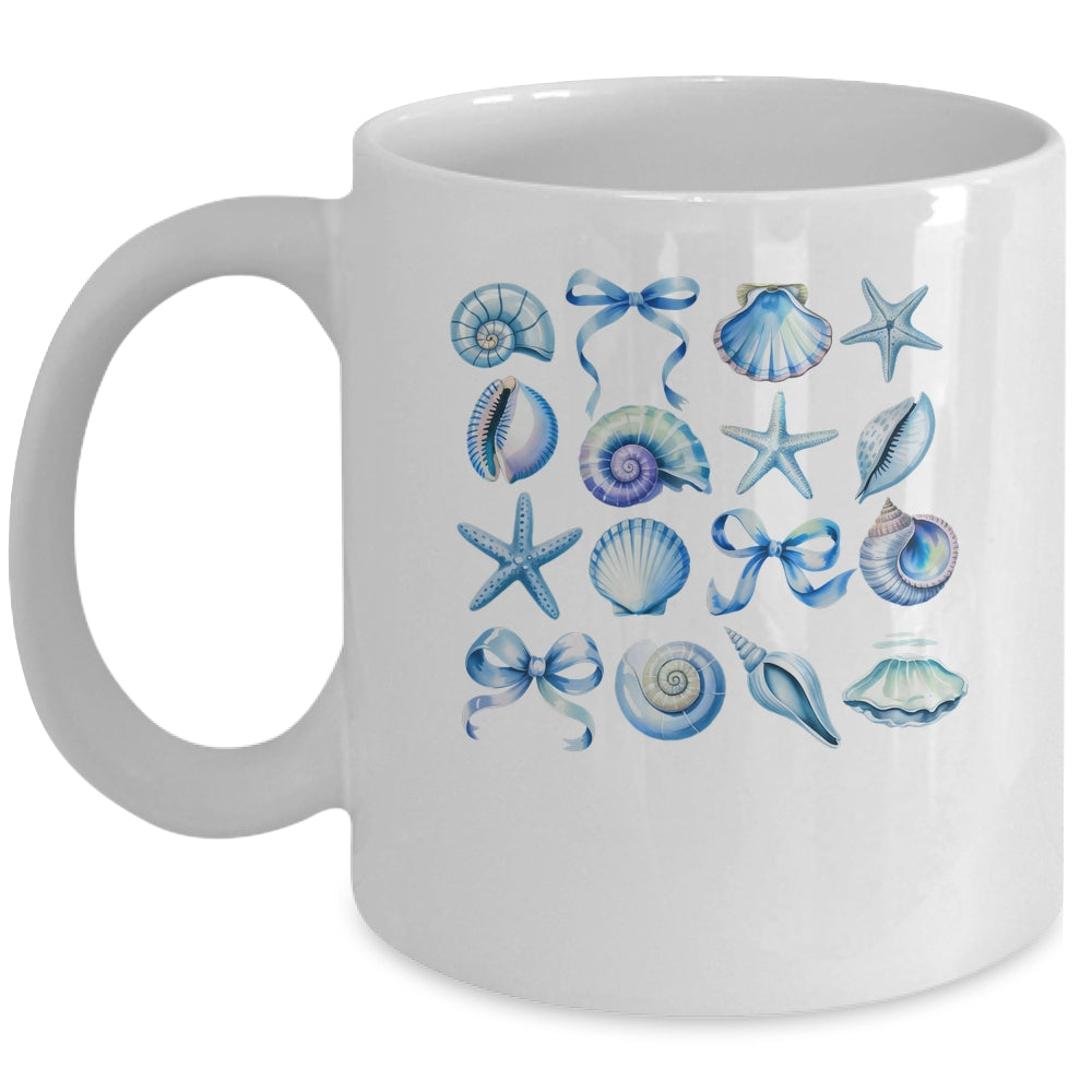 Coquette Blue Bow Ocean Beach Retro Summer Women Girls Kids Mug | siriusteestore