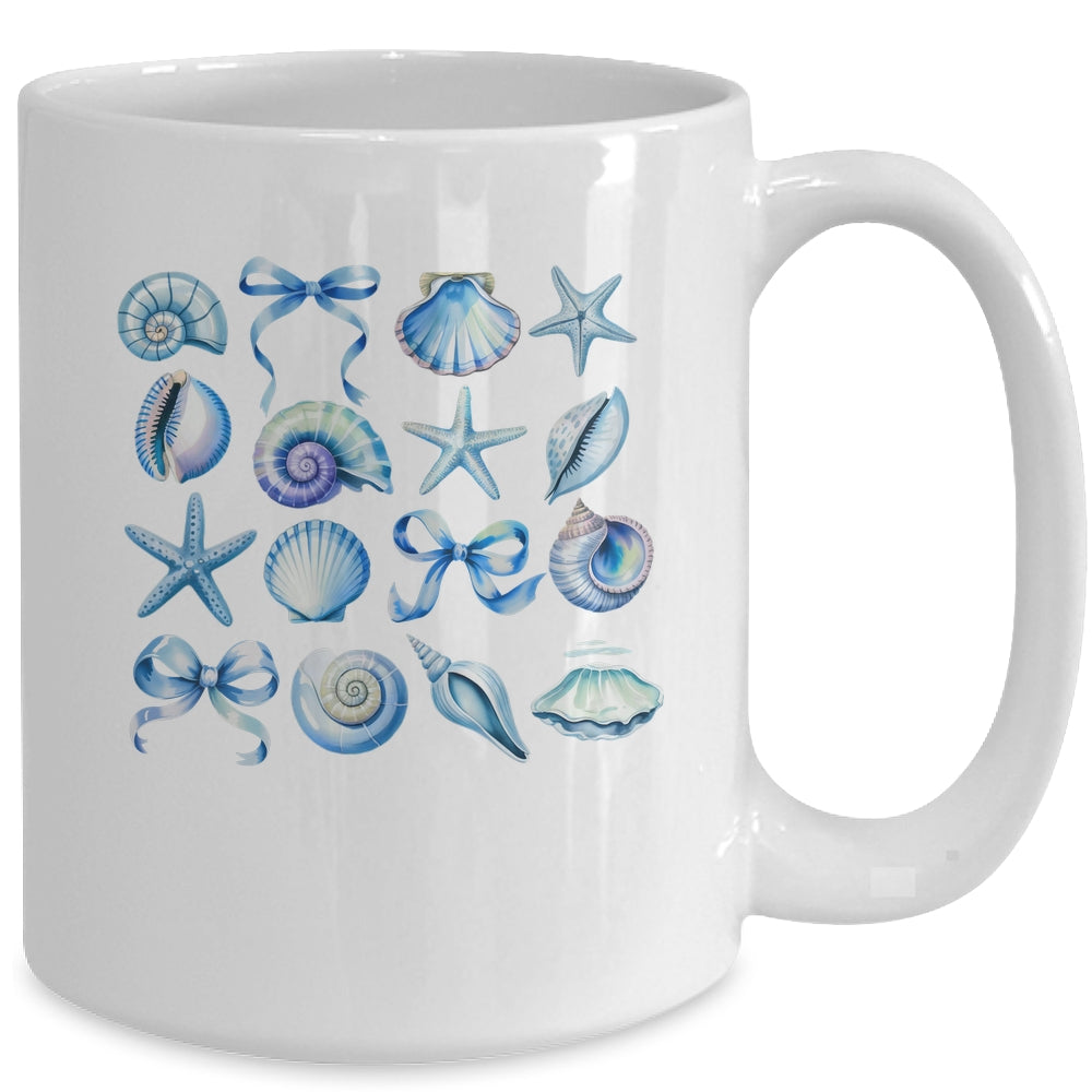 Coquette Blue Bow Ocean Beach Retro Summer Women Girls Kids Mug | siriusteestore
