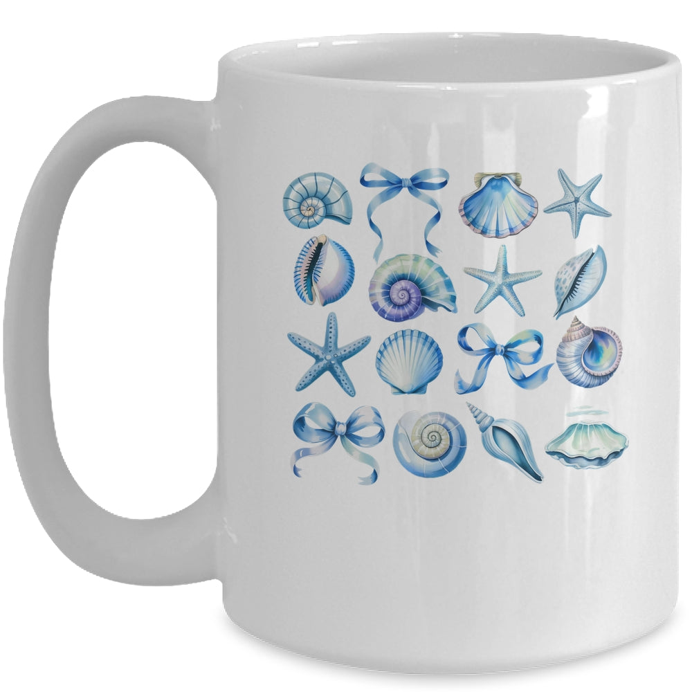 Coquette Blue Bow Ocean Beach Retro Summer Women Girls Kids Mug | siriusteestore