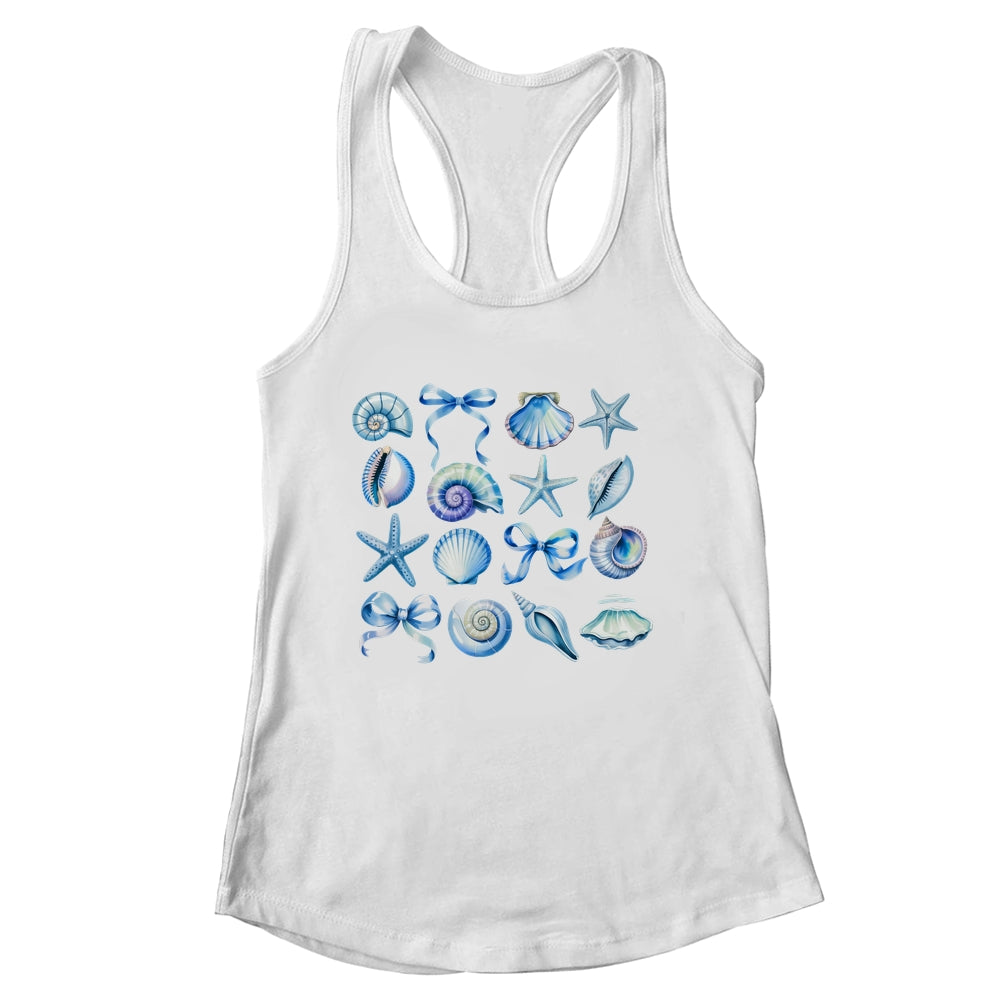Coquette Blue Bow Ocean Beach Retro Summer Women Girls Kids Shirt & Tank Top | siriusteestore