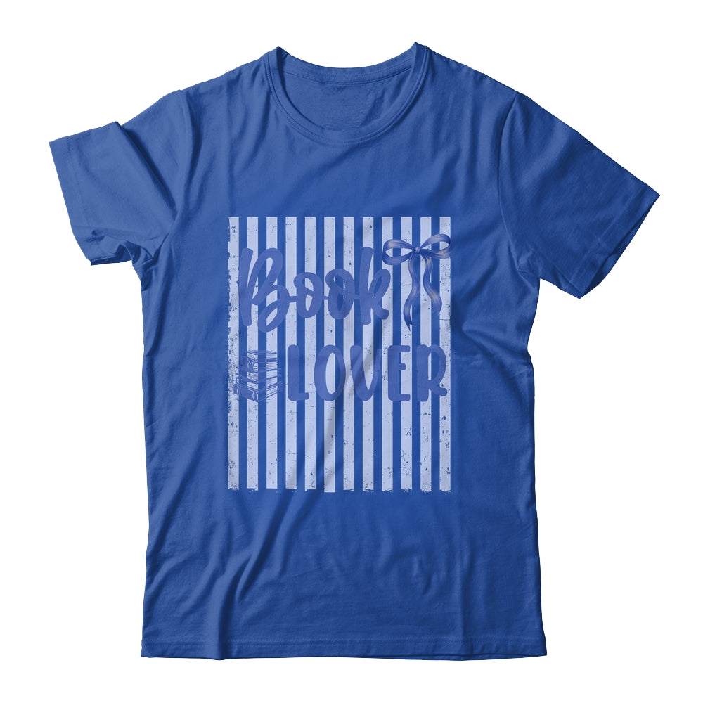 Coquette Book Lover Preppy Blue Stripes Bookworm Reading Shirt & Tank Top | siriusteestore