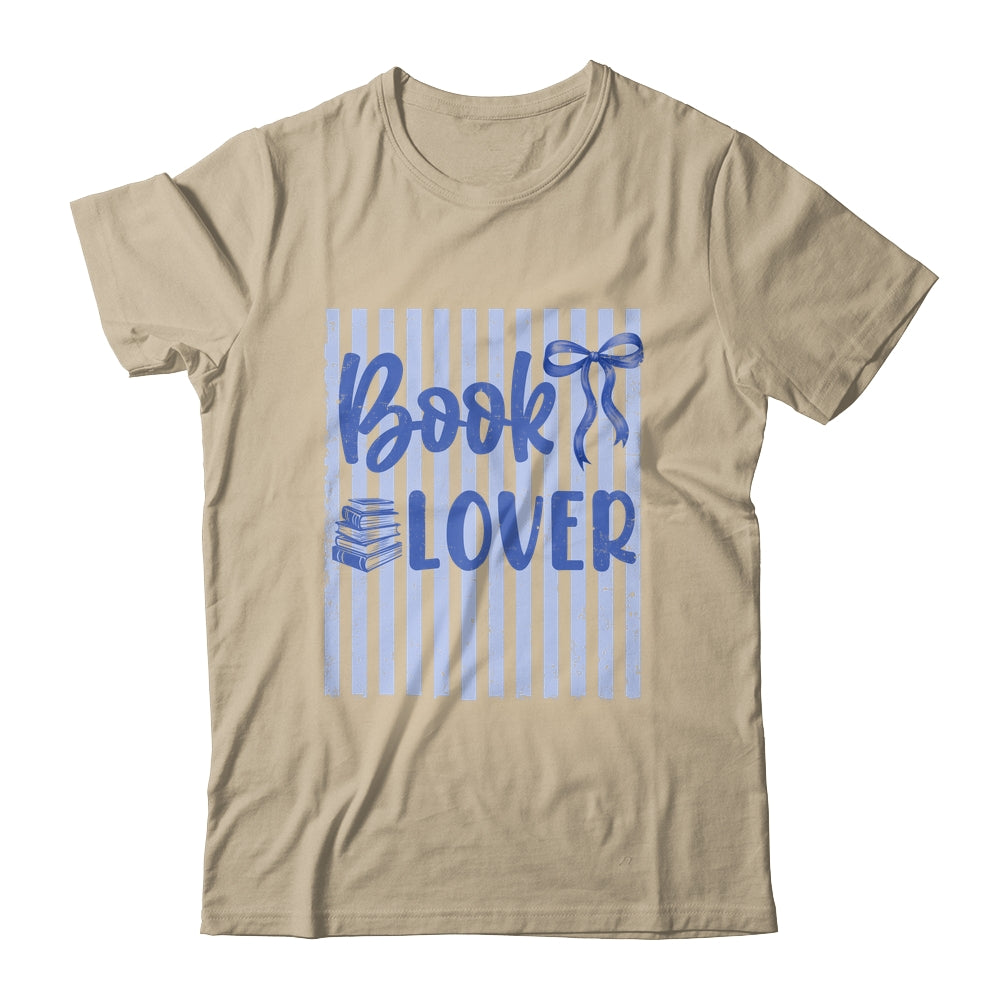 Coquette Book Lover Preppy Blue Stripes Bookworm Reading Shirt & Tank Top | siriusteestore