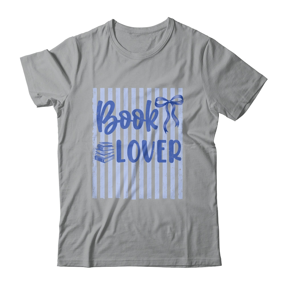 Coquette Book Lover Preppy Blue Stripes Bookworm Reading Shirt & Tank Top | siriusteestore