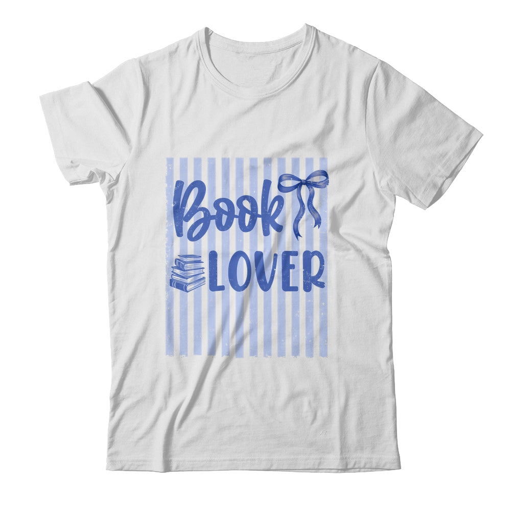 Coquette Book Lover Preppy Blue Stripes Bookworm Reading Shirt & Tank Top | siriusteestore