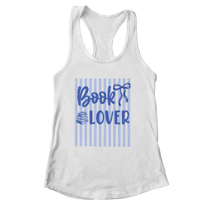 Coquette Book Lover Preppy Blue Stripes Bookworm Reading Shirt & Tank Top | siriusteestore