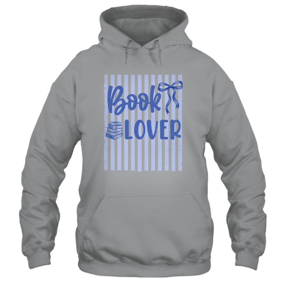 Coquette Book Lover Preppy Blue Stripes Bookworm Reading Shirt & Tank Top | siriusteestore