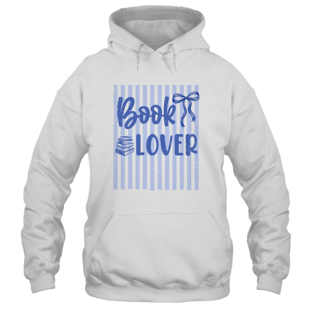 Coquette Book Lover Preppy Blue Stripes Bookworm Reading Shirt & Tank Top | siriusteestore