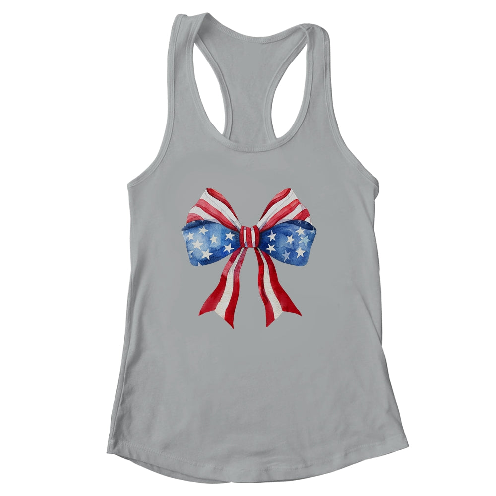 Coquette Bow 4th Of July America Flag Independence Day Shirt & Tank Top | siriusteestore