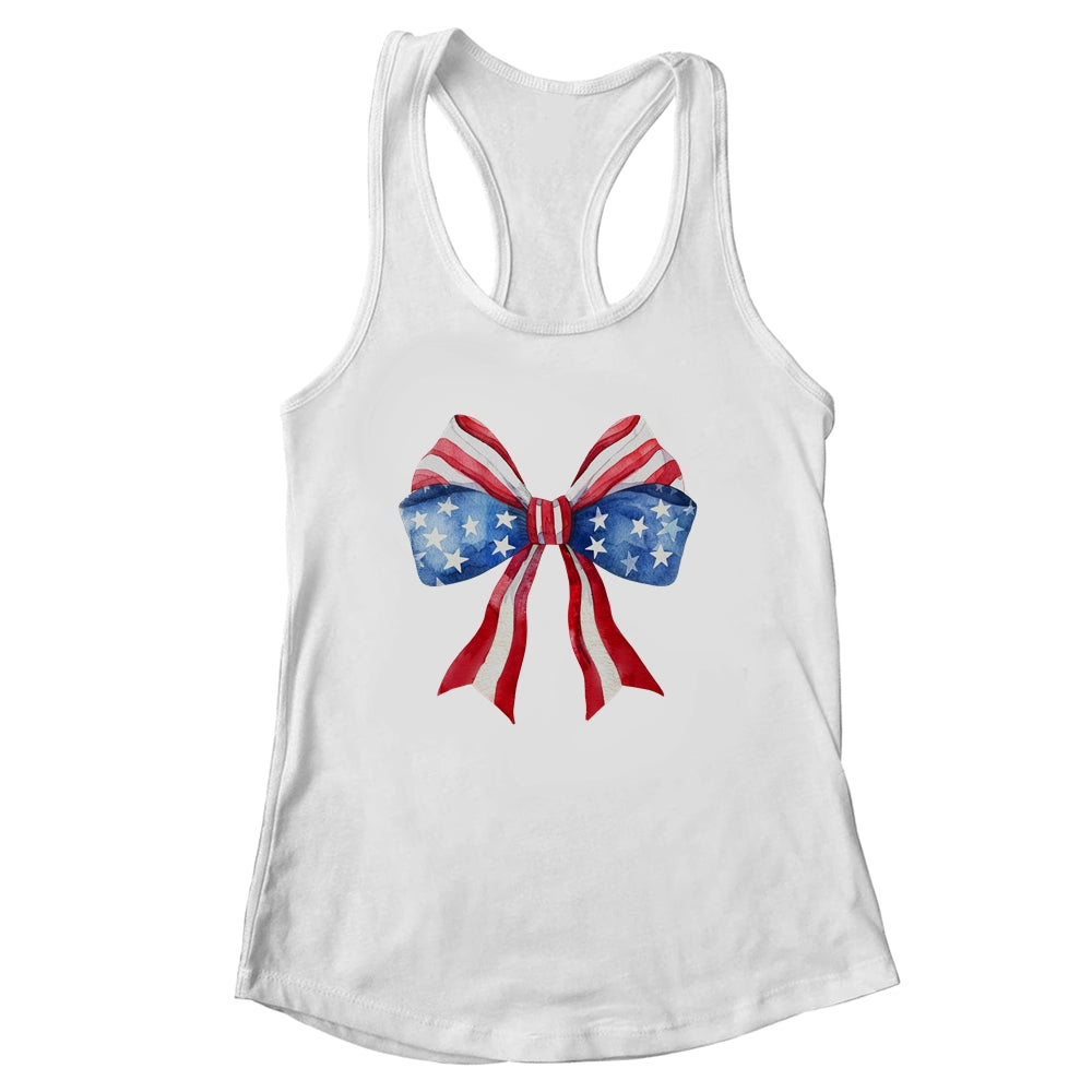 Coquette Bow 4th Of July America Flag Independence Day Shirt & Tank Top | siriusteestore
