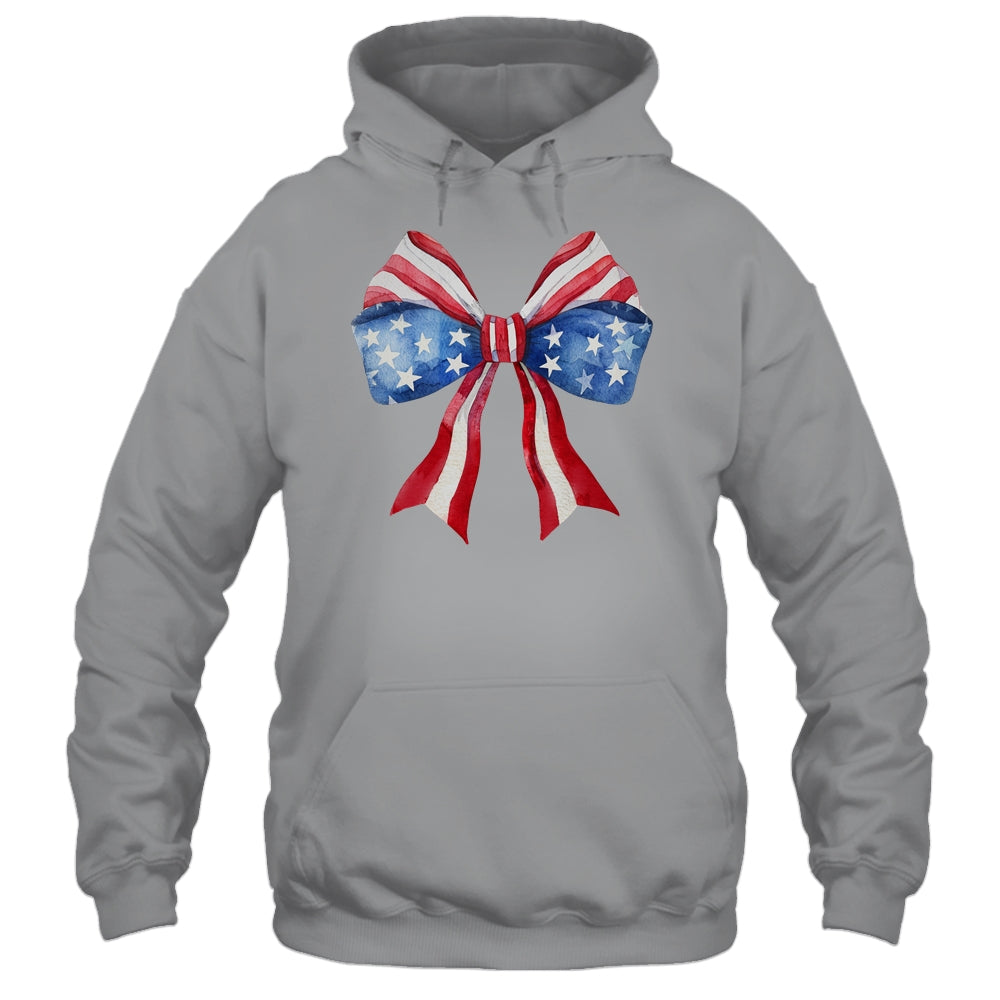 Coquette Bow 4th Of July America Flag Independence Day Shirt & Tank Top | siriusteestore