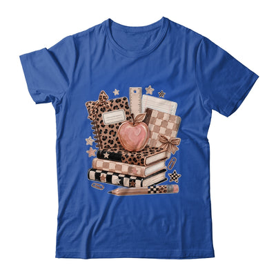 Coquette Bow Back To School Teacher Retro Checkered Leopard Shirt & Hoodie | siriusteestore