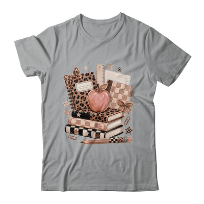 Coquette Bow Back To School Teacher Retro Checkered Leopard Shirt & Hoodie | siriusteestore