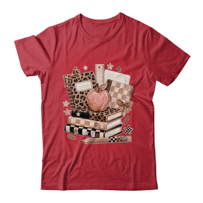 Coquette Bow Back To School Teacher Retro Checkered Leopard Shirt & Hoodie | siriusteestore