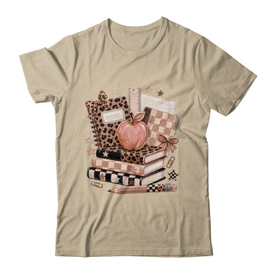 Coquette Bow Back To School Teacher Retro Checkered Leopard Shirt & Hoodie | siriusteestore