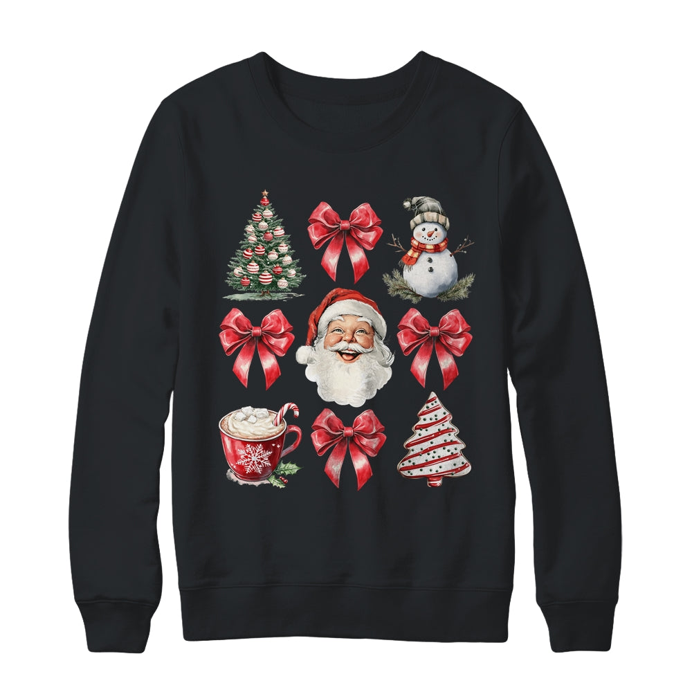 Coquette Bow Christmas Tree Retro Holidays Santa Xmas Girls Shirt & Sweatshirt | siriusteestore