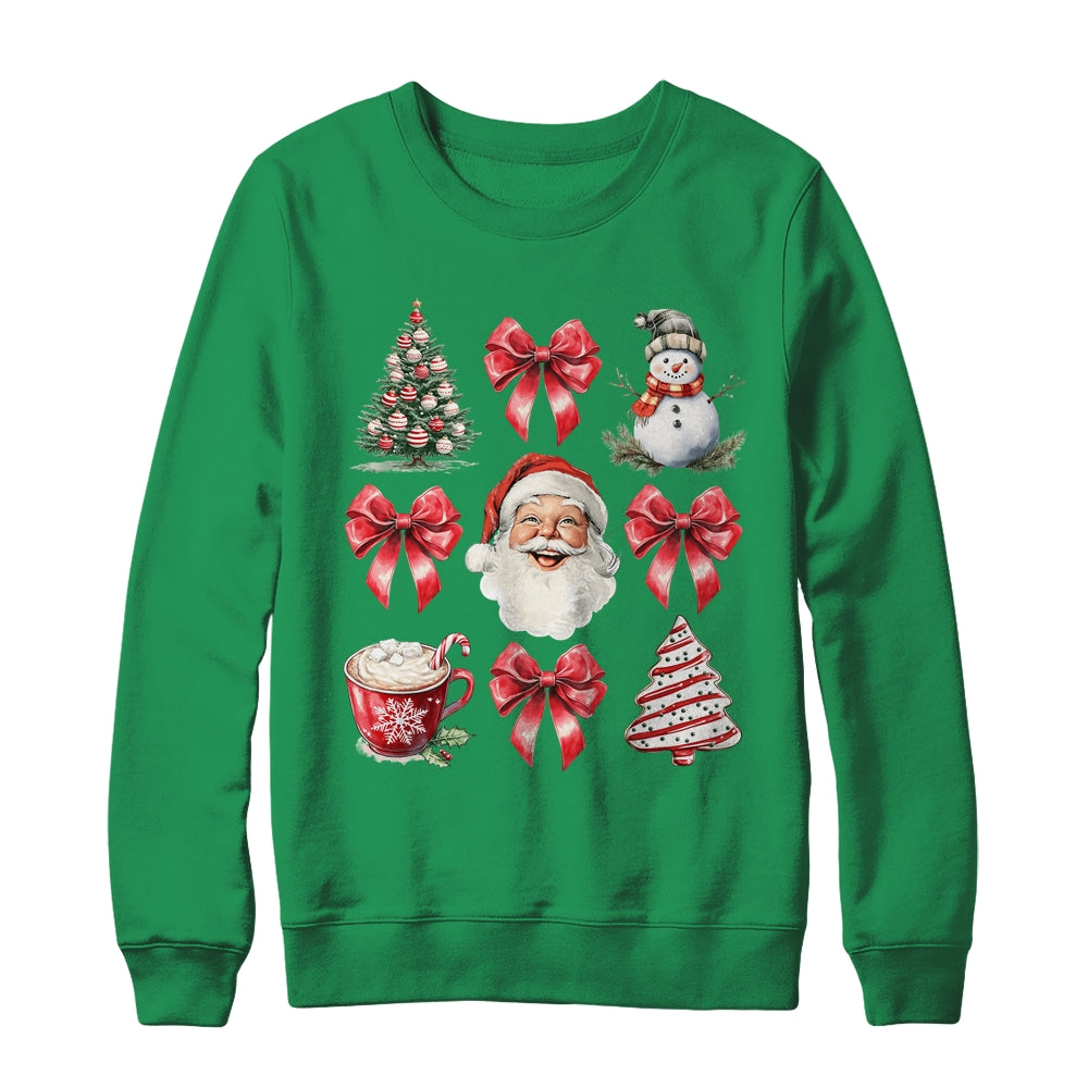 Coquette Bow Christmas Tree Retro Holidays Santa Xmas Girls Shirt & Sweatshirt | siriusteestore