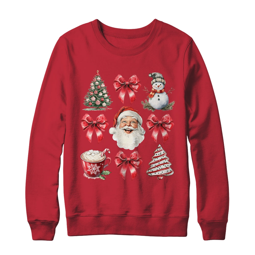 Coquette Bow Christmas Tree Retro Holidays Santa Xmas Girls Shirt & Sweatshirt | siriusteestore
