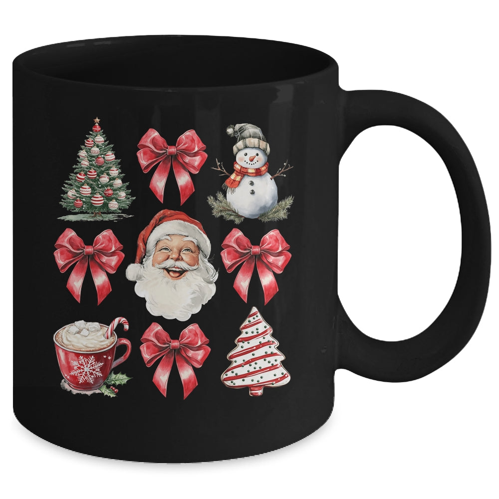 Coquette Bow Christmas Tree Retro Holidays Santa Xmas Girls Mug | siriusteestore