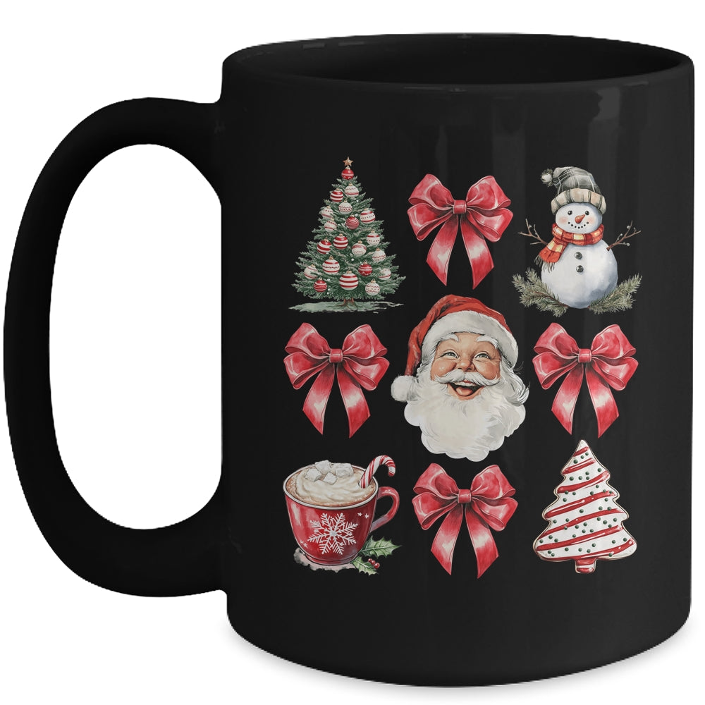 Coquette Bow Christmas Tree Retro Holidays Santa Xmas Girls Mug | siriusteestore
