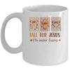Coquette Bow Cross Fall For Jesus He Never Leaves Christian Mug | siriusteestore