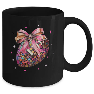 Coquette Bow Disco Funny Football Game Day Touchdown Season Mug | siriusteestore