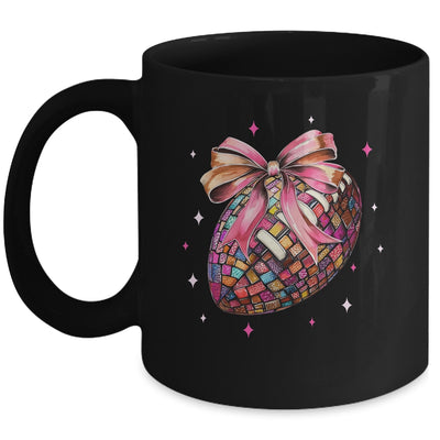 Coquette Bow Disco Funny Football Game Day Touchdown Season Mug | siriusteestore