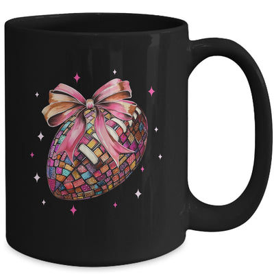 Coquette Bow Disco Funny Football Game Day Touchdown Season Mug | siriusteestore