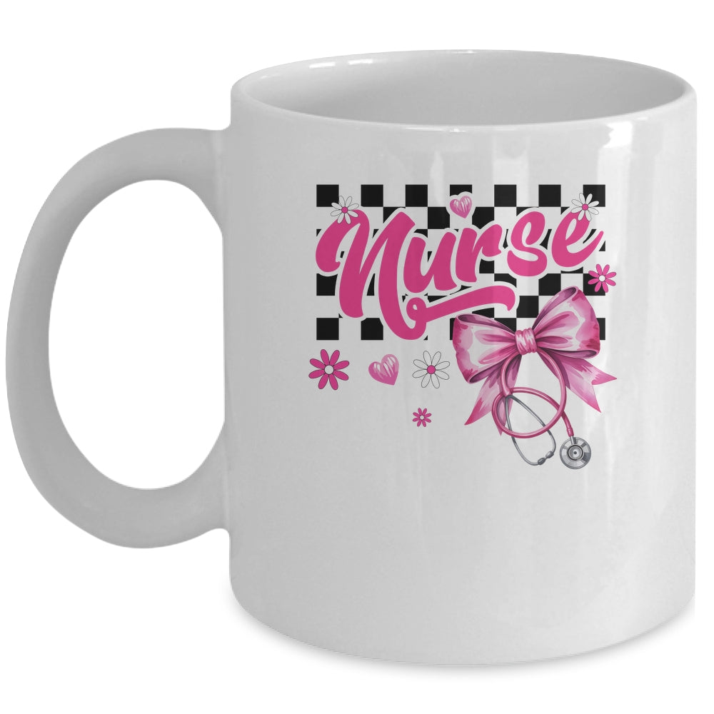 Coquette Bow Floral Nurse Life Stethoscope Nursing School Mug | siriusteestore