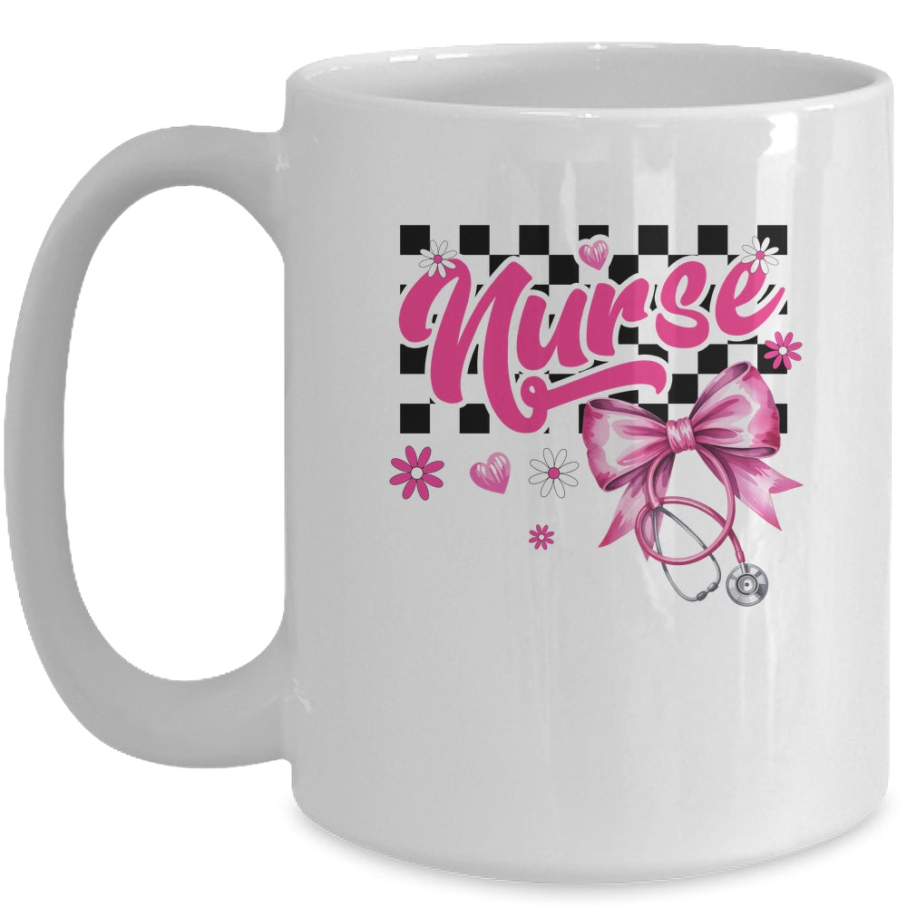 Coquette Bow Floral Nurse Life Stethoscope Nursing School Mug | siriusteestore