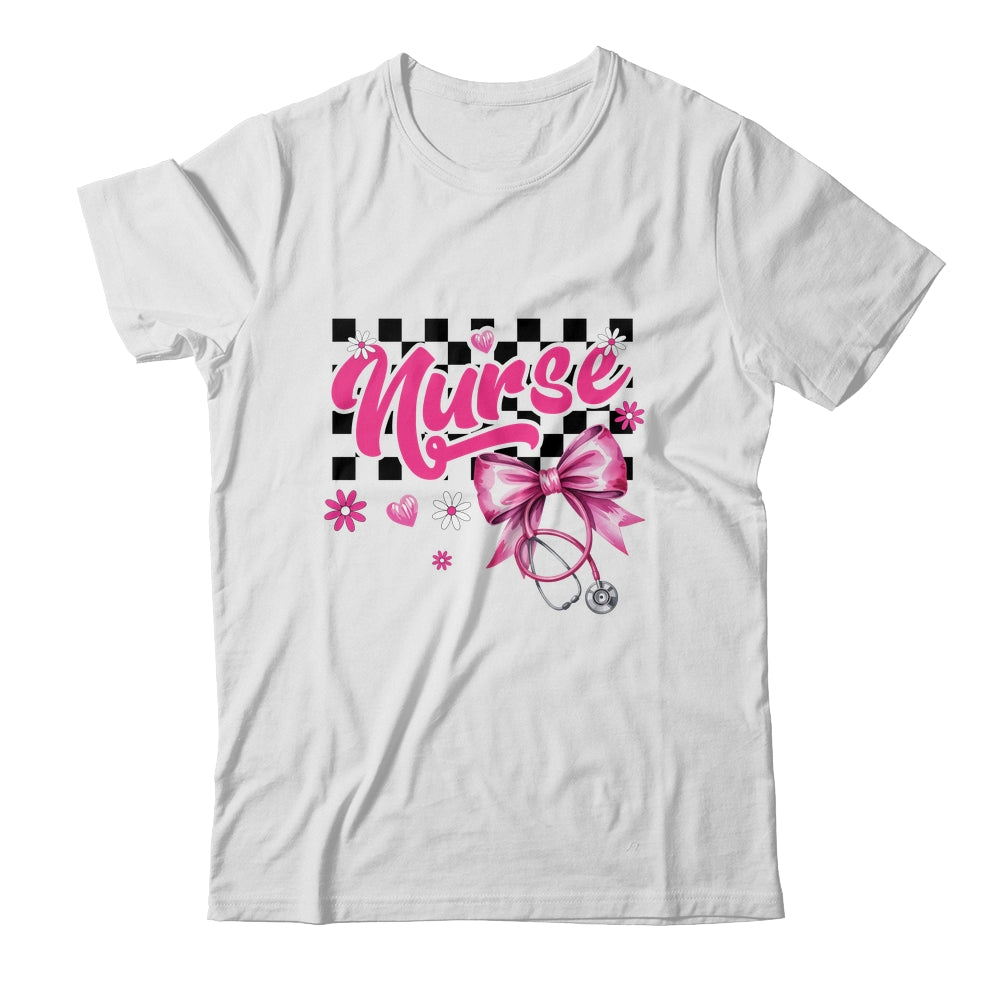 Coquette Bow Floral Nurse Life Stethoscope Nursing School Shirt & Tank Top | siriusteestore