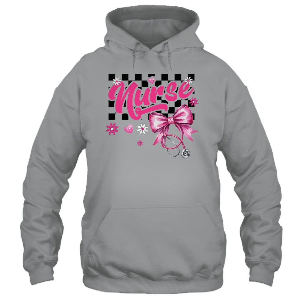 Coquette Bow Floral Nurse Life Stethoscope Nursing School Shirt & Tank Top | siriusteestore