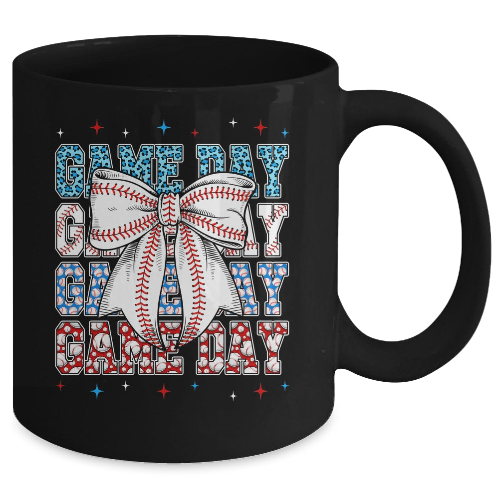 Coquette Bow Game Day Baseball Softball Funny Cheer Mom Mug | siriusteestore