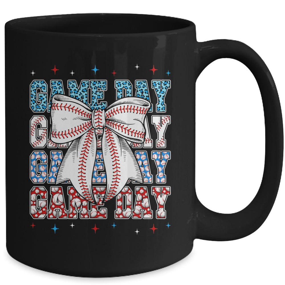 Coquette Bow Game Day Baseball Softball Funny Cheer Mom Mug | siriusteestore
