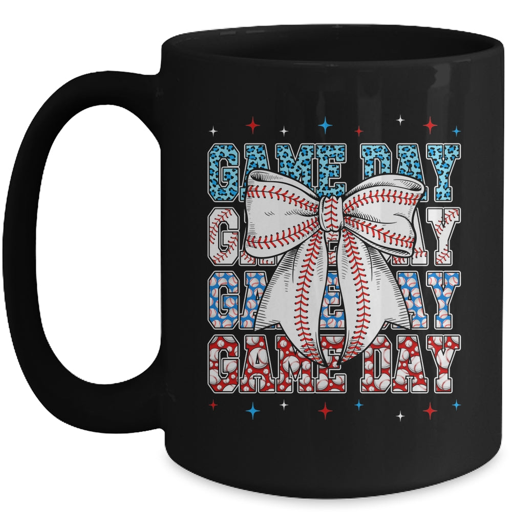 Coquette Bow Game Day Baseball Softball Funny Cheer Mom Mug | siriusteestore
