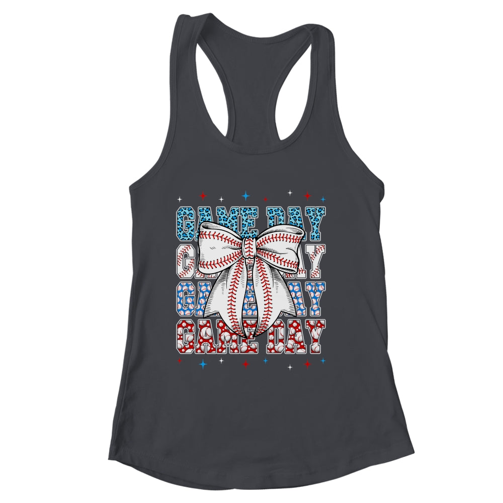Coquette Bow Game Day Baseball Softball Funny Cheer Mom Shirt & Tank Top | siriusteestore