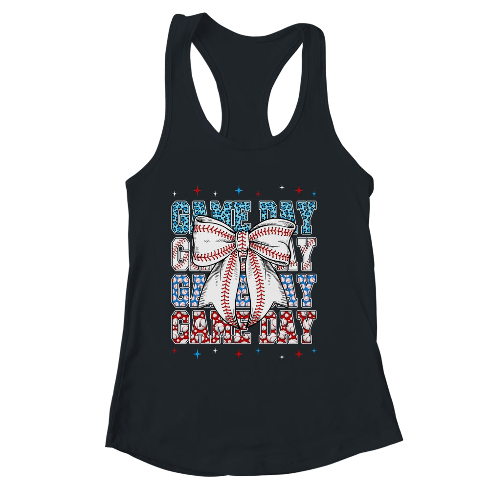 Coquette Bow Game Day Baseball Softball Funny Cheer Mom Shirt & Tank Top | siriusteestore
