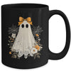 Coquette Bow Ghost Halloween Flower Ghost Spooky Season Mug | siriusteestore