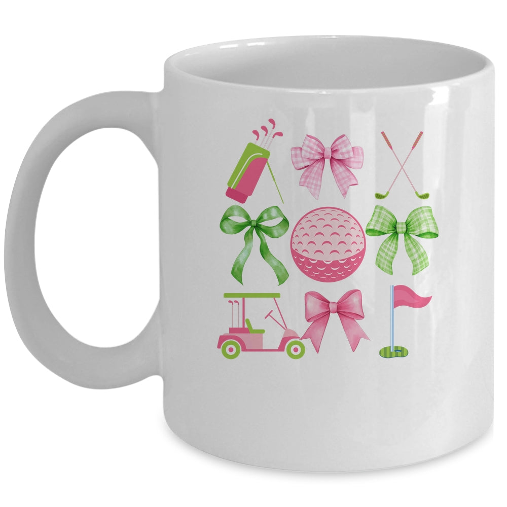 Coquette Bow Golf Cart Game Day Golfing Golfer Golf Lover Mug | siriusteestore