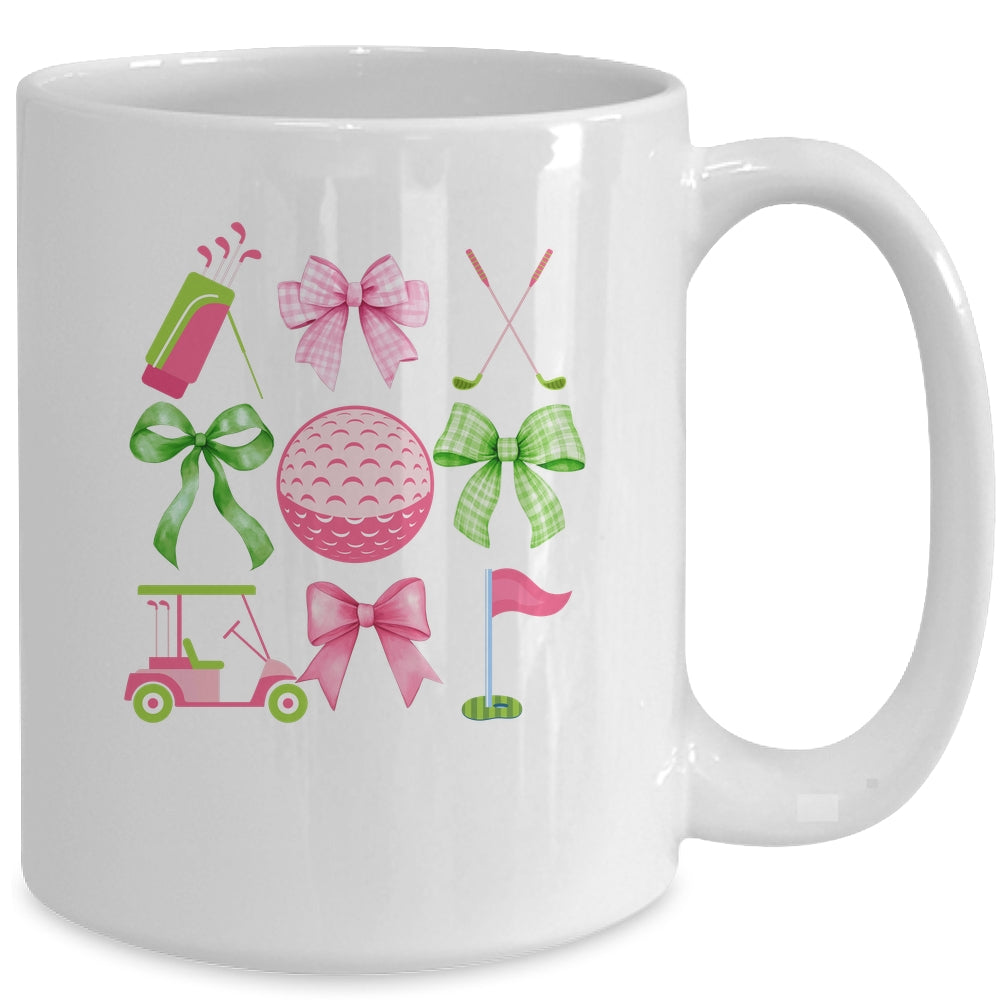 Coquette Bow Golf Cart Game Day Golfing Golfer Golf Lover Mug | siriusteestore