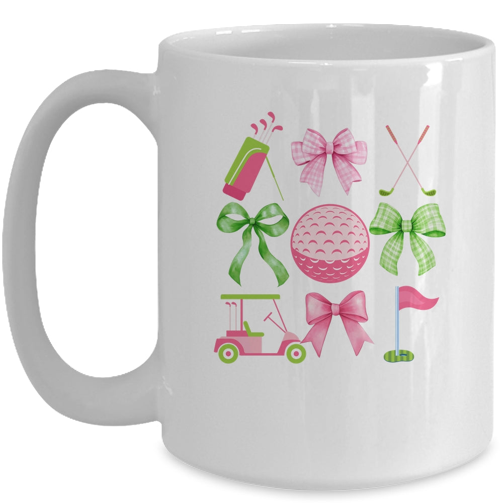 Coquette Bow Golf Cart Game Day Golfing Golfer Golf Lover Mug | siriusteestore